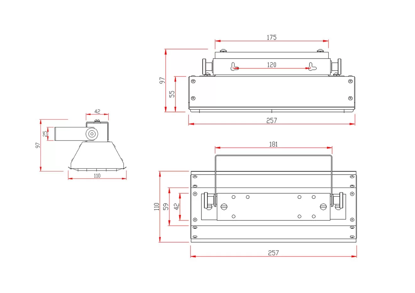 Инфракрасные промышленные обогреватели ЭИУС-211 | Габаритные и установочные размеры