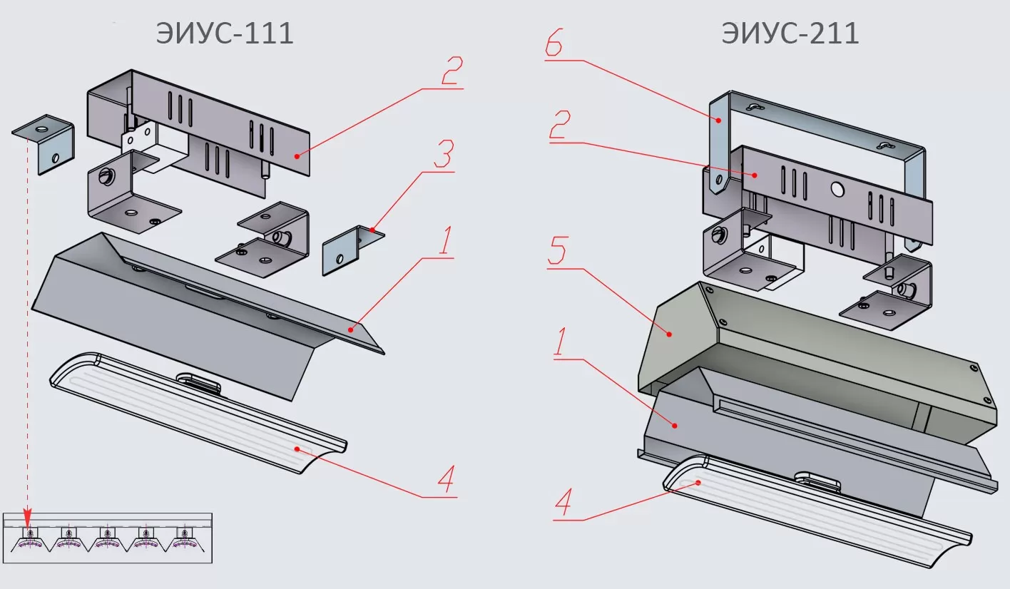Конструкции ИК-нагревателей серии ЭИУС